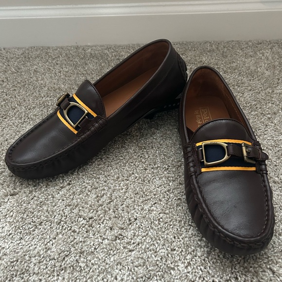 POLO RALPH LAUREN Men's Anders Leather Driver Driving Style Loafer Brown Sz 8.5 - Picture 2 of 12